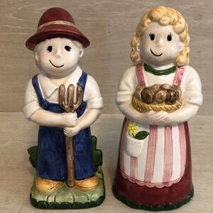 Vintage Noritake Salt & Pepper Shakers  Dutch Country Couple 6” Farmer & Wife